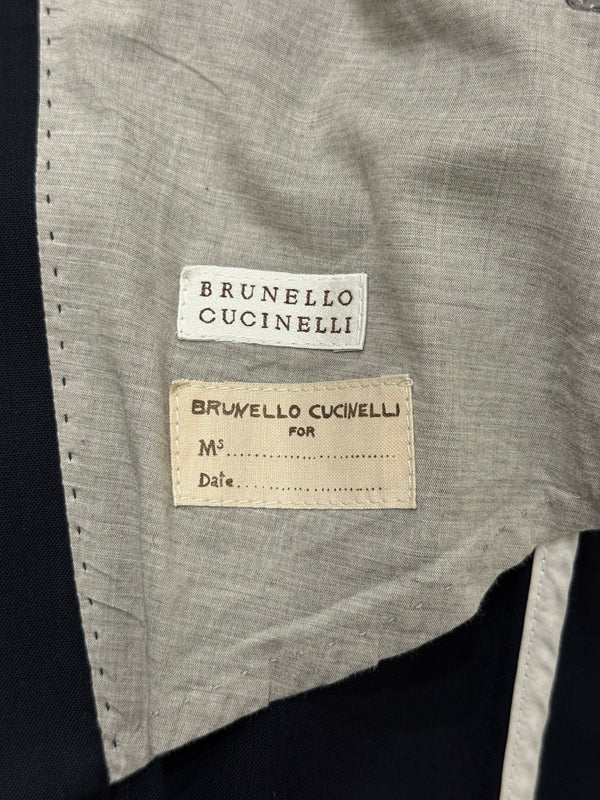 2010s Brunello Cucinelli navy tailored long blazer coat
