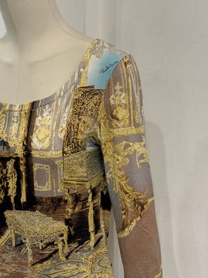 2000s Roberto Cavalli baroque interior print mesh top