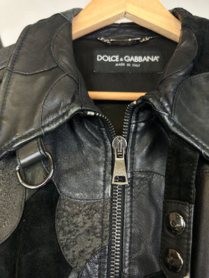 AW2008 Dolce & Gabbana patchwork bomber leather jacket