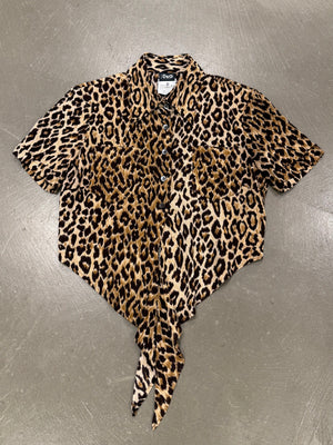 Dolce & Gabbana waist-tie detail leopard print shirt