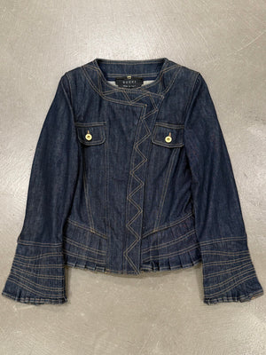 S/S2004 Gucci by Tom Ford paneled biker denim jacket