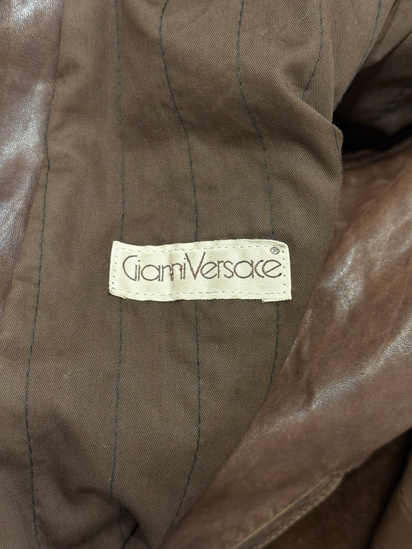 1980s Gianni Versace metallic chainmail belted leather jacket