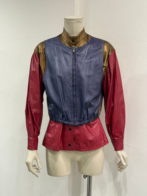 1980s Giorgio Armani panelled leather bomber jacket