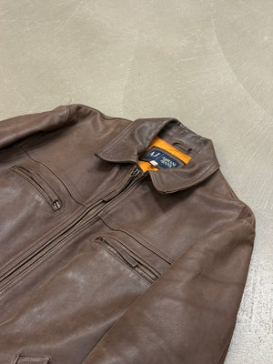 2000s Armani leather zip jacket