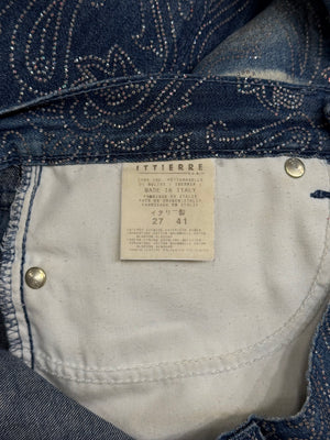 2000s Versace embellished flared denim jeans