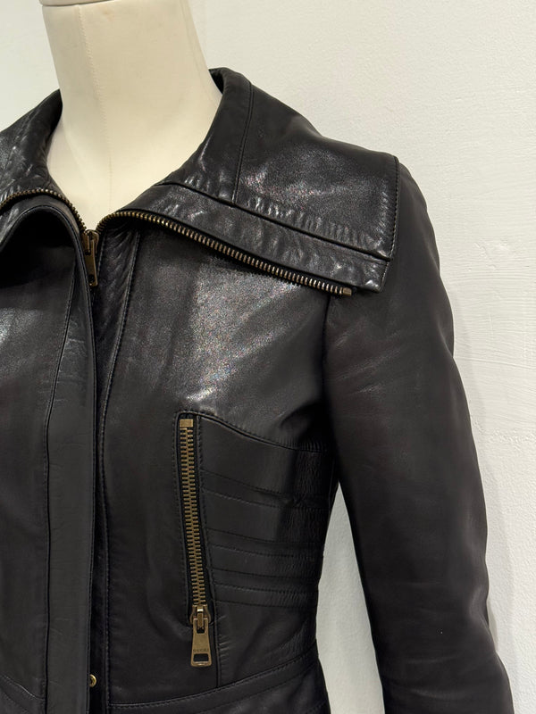 A/W2003 Gucci by tom Ford paneled moto leather jacket