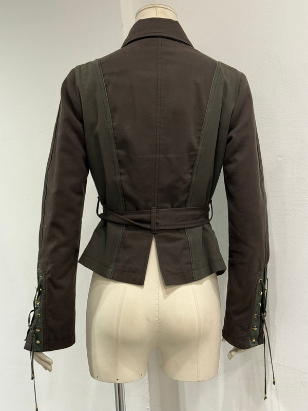 2000s Roberto Cavalli belted paneled jacket