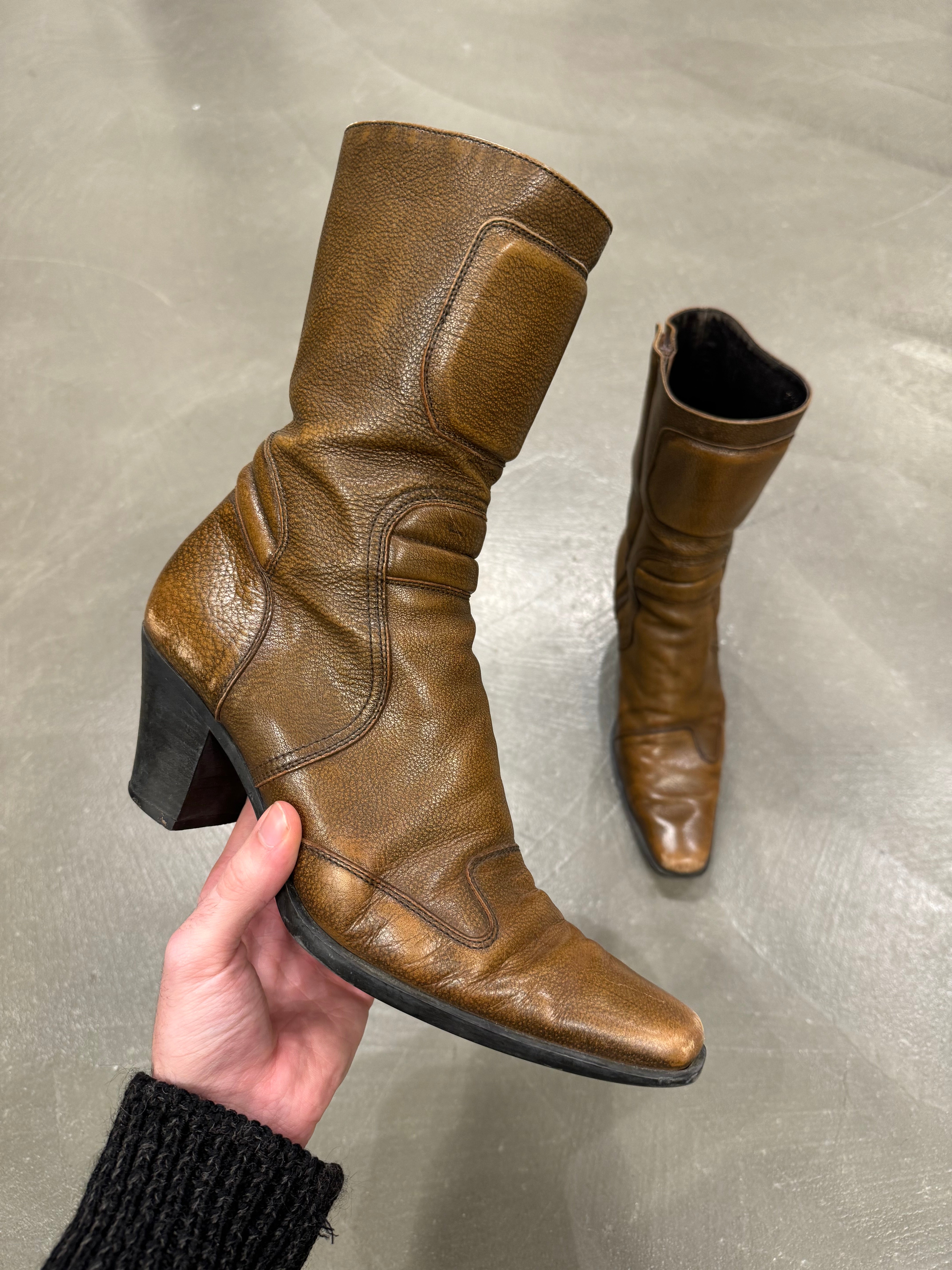 F/W1999 Miu Miu padded leather biker moto boots