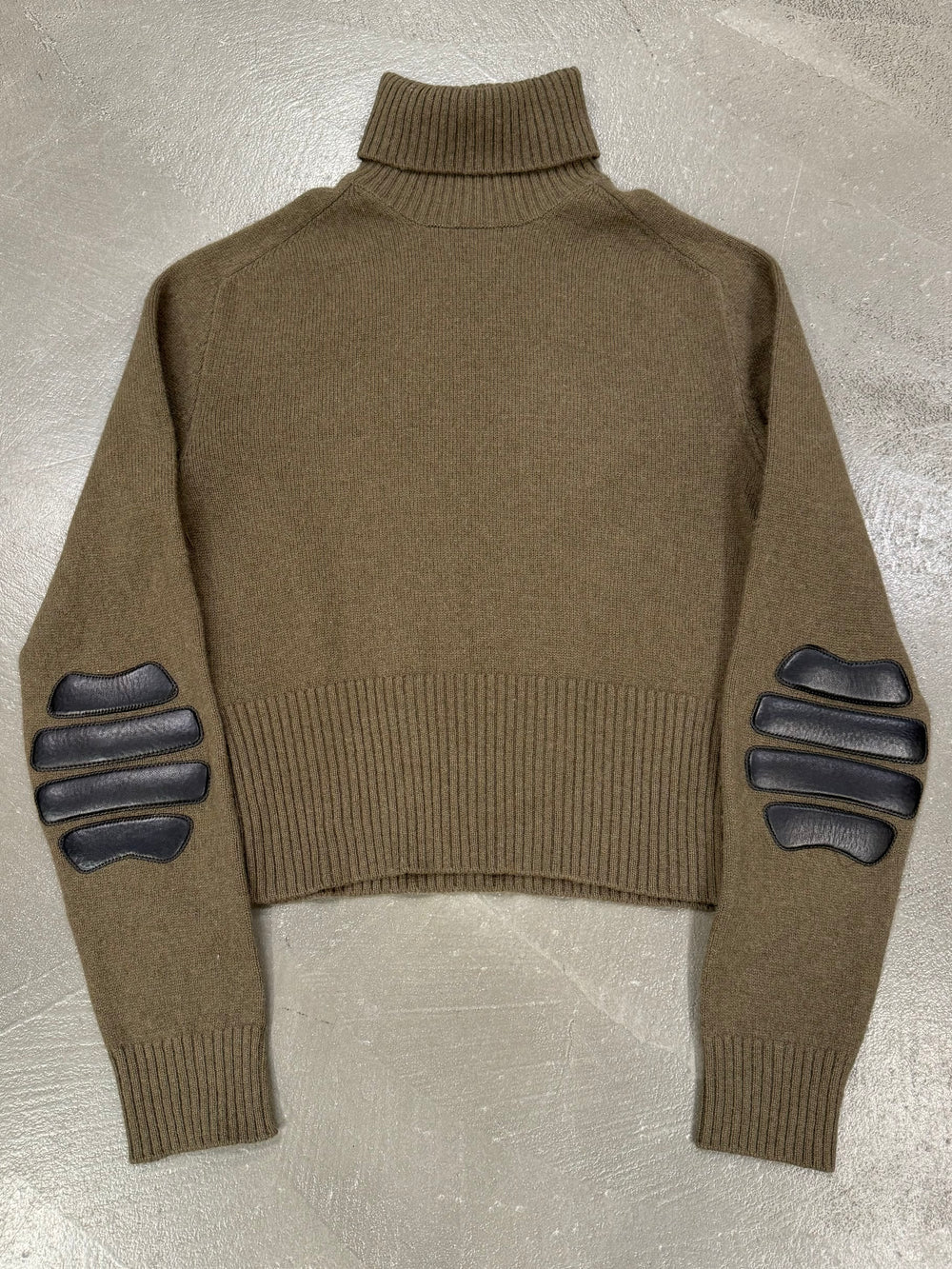 A/W 1999 Prada biker knit sweater with leather patches
