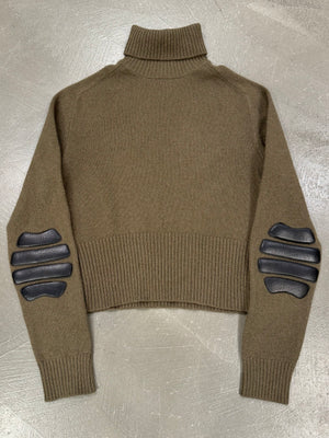 A/W 1999 Prada biker knit sweater with leather patches