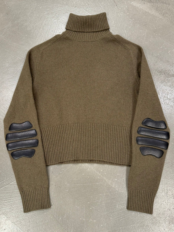 A/W 1999 Prada biker knit sweater with leather patches