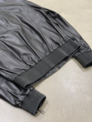 2000s Dolce & Gabbana leather bomber jacket with multiple zip pockets