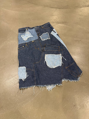 2000s Dolce & Gabbana patchwork asymmetrical denim skirt
