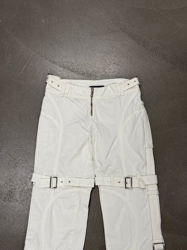 2000s Versace bondage white pants