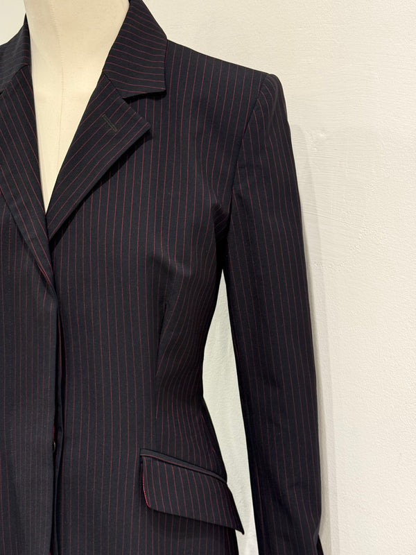 A/W1998 Alexander McQueen “Joan” pinstripe long tailored coat