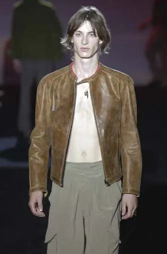 S/S2003 Gucci by Tom Ford distressed runway leather jacket