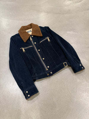 2000s Dolce & Gabbana shearling collar navy corduroy jacket