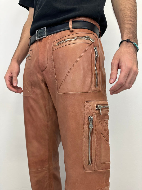 SS2002 Dolce & Gabbana leather zipper flight cargo pants
