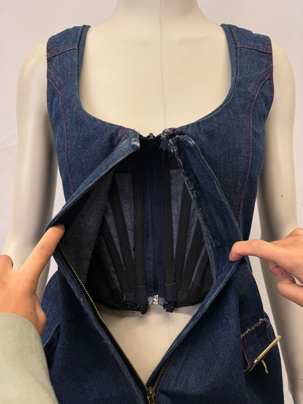 S/S1992 Vivienne Westwood denim dress with corset