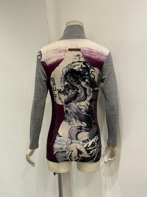 2000s Jean Paul Gaultier dragon print turtleneck top