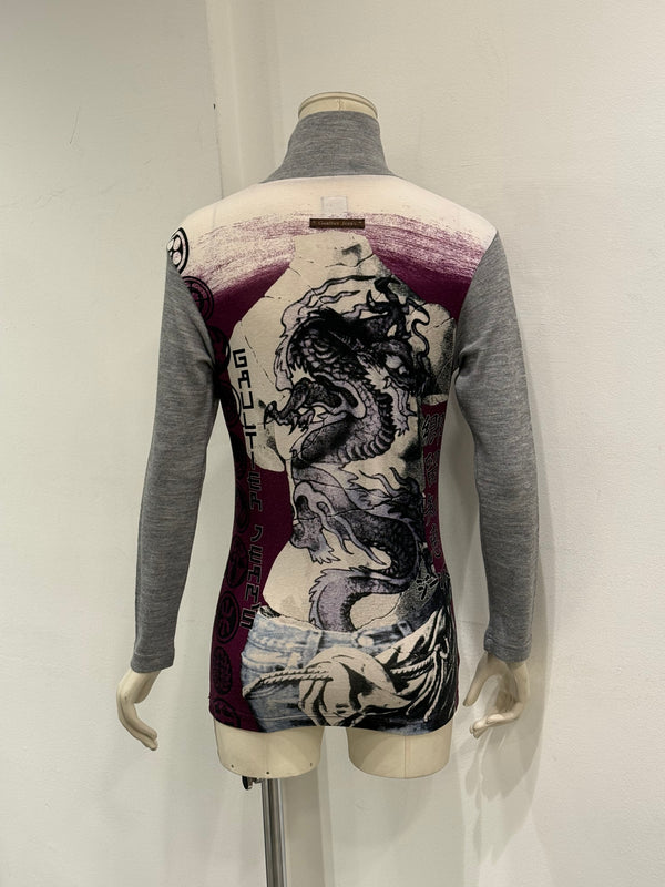 2000s Jean Paul Gaultier dragon print turtleneck top