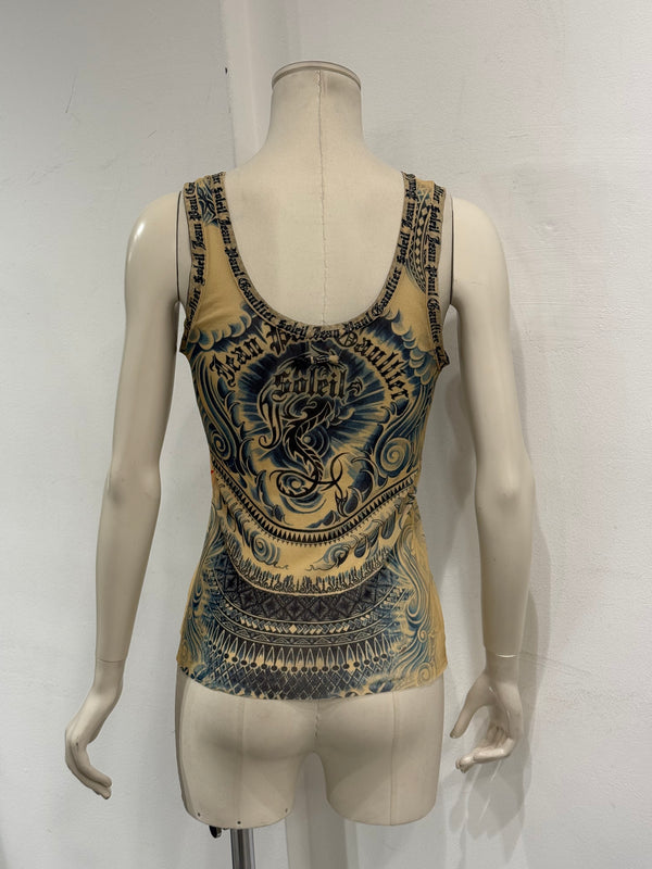 2000s Jean Paul Gaultier printed mesh tank top