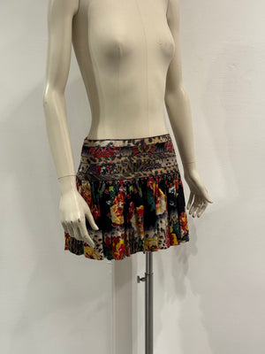 2000s Cavalli floral and leopard print mini skirt