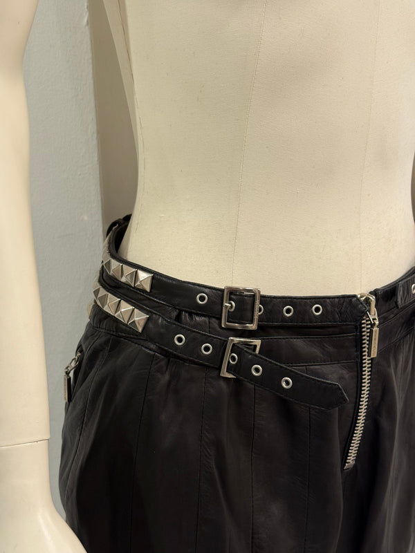 1990s Gianni Versace studded leather skirt
