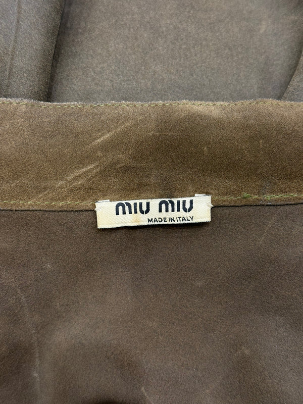 2000s Miu Miu burned distressed military leather jacket