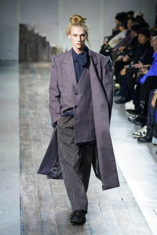 A/W2024 Yohji Yamamoto Pour Homme Runway “Lady Print” Pinched Shoulder Long coat