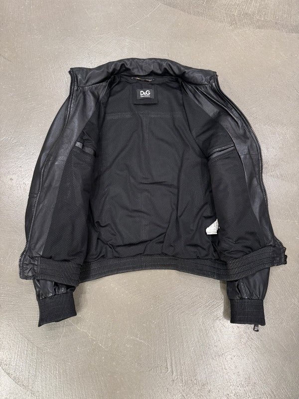 2008 Dolce & Gabbana hybrid leather/nylon cargo zipper jacket