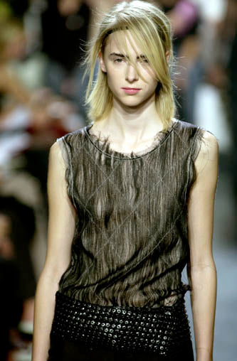 S/S2001 Ann Demeulemeester runway hair-overlay tank top