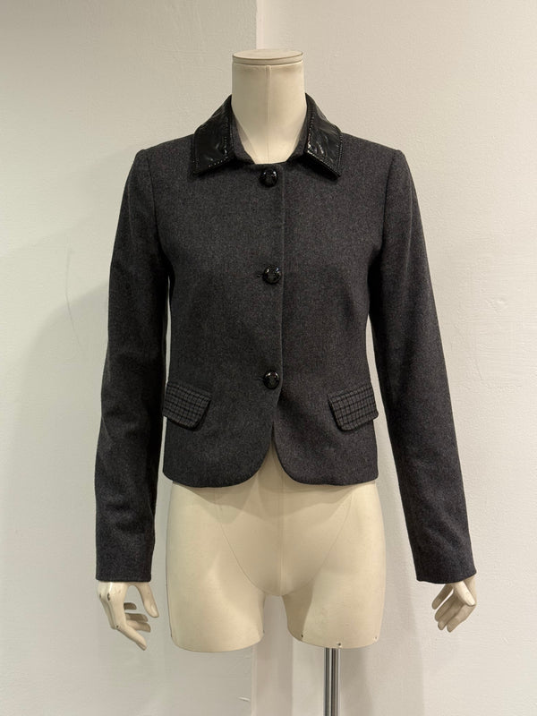 2000s Dolce & Gabbana patent collar wool jacket