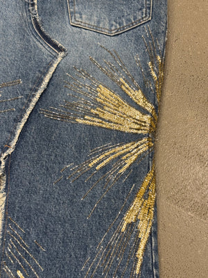 S/S2001 Roberto Cavalli runway long denim skirt with gold details