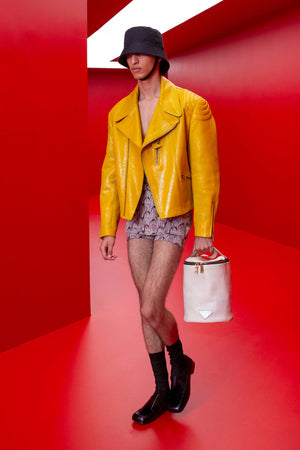 S/S2022 Prada by Raf Simons oversized biker leather jacket