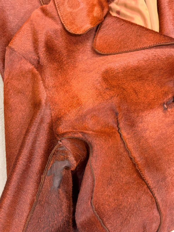 A/W2000 Roberto Cavalli pony hair leather belted coat