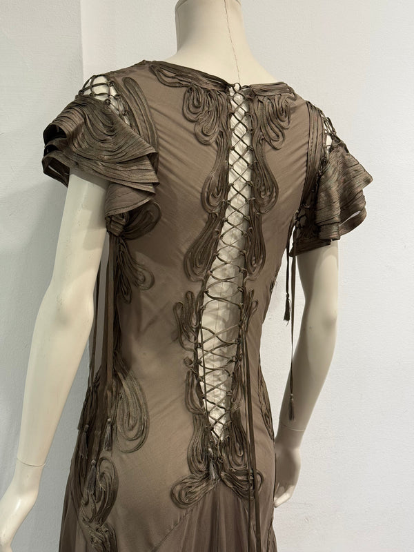2000s Jean Paul Gaultier fringe silk chiffon dres