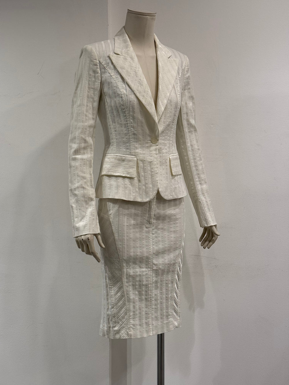 2000s Cavalli pleated blazer and skirt set