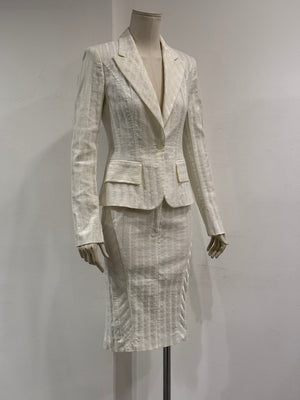 2000s Cavalli pleated blazer and skirt set
