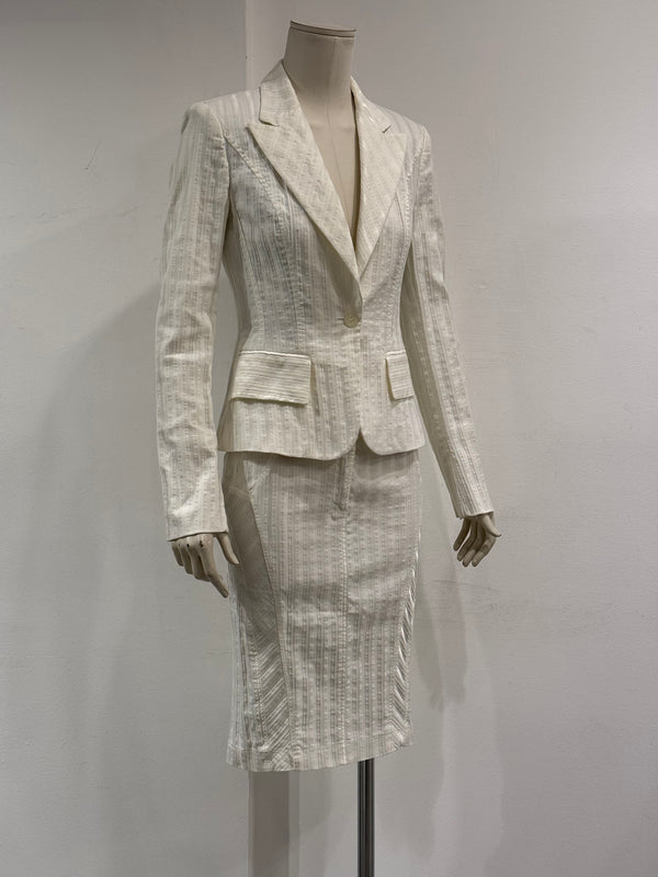 2000s Cavalli pleated blazer and skirt set