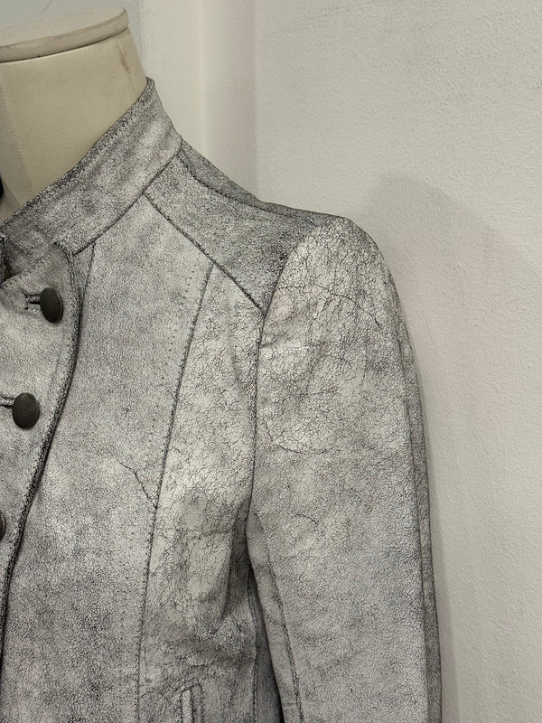 S/S2002 Ann Demeulemeester runway cracked leather napoleon military jacket