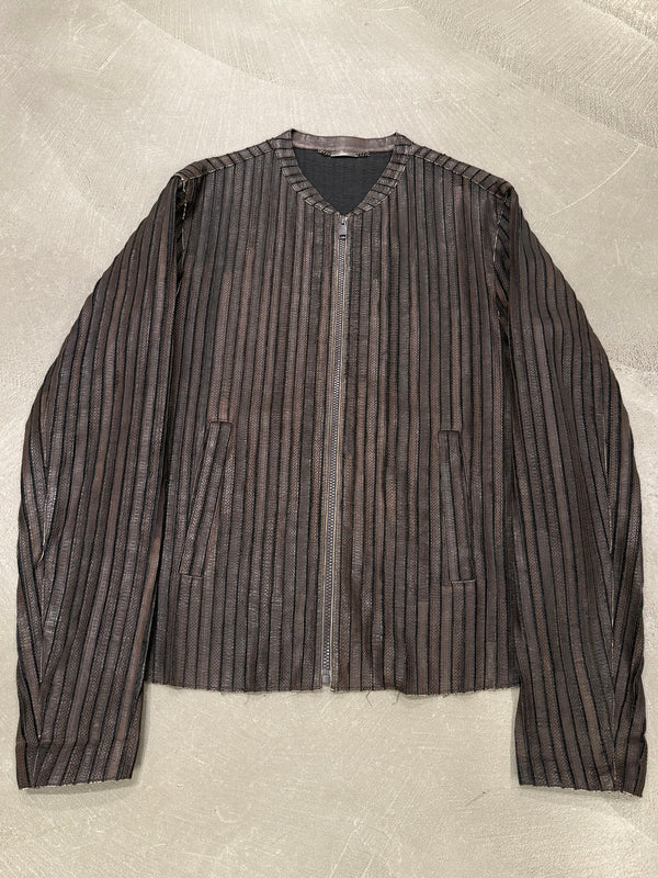2000s Dolce & Gabbana pinstripe textured zip up jacket