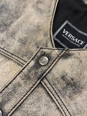2000s Versace distressed leather vest