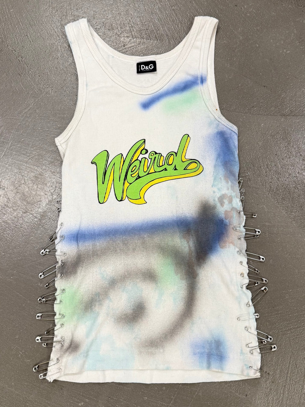 2000s Dolce & Gabbana safety pint graffiti "weird" top