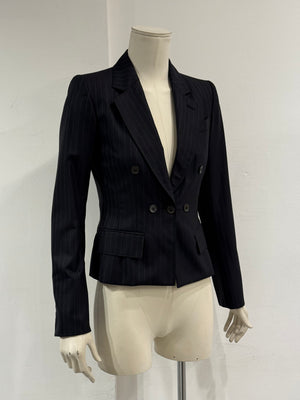 2004 Yves Saint Laurent pinstripe double breasted cropped blazer