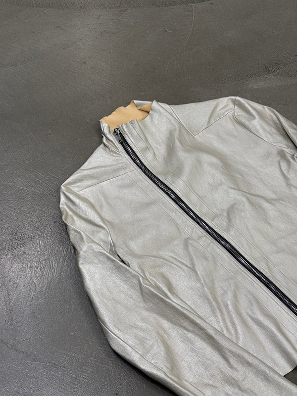 S/S2022 Rick Owens “Fogachine” silver stretchy leather jacket