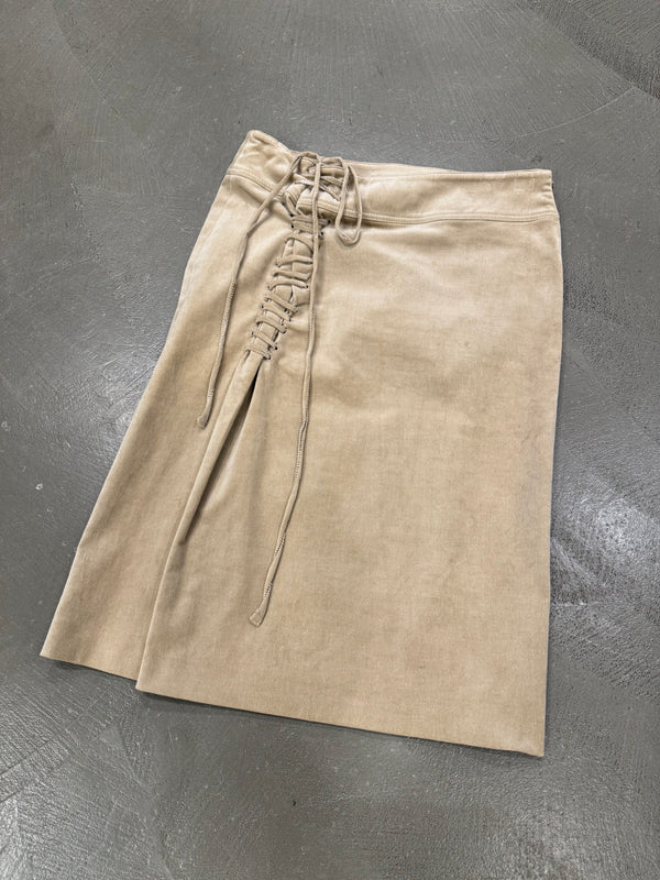 A/W2002 Gucci by Tom Ford velour lace-up midi skirt