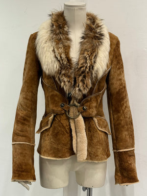 F/W2004 Roberto Cavalli shearling jacket with fur collar