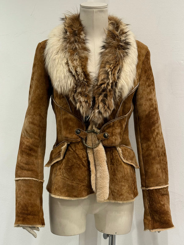 F/W2004 Roberto Cavalli shearling jacket with fur collar