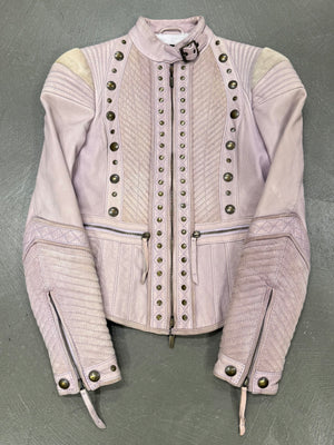 2000s Cavalli napoleon studded suede moto jacket